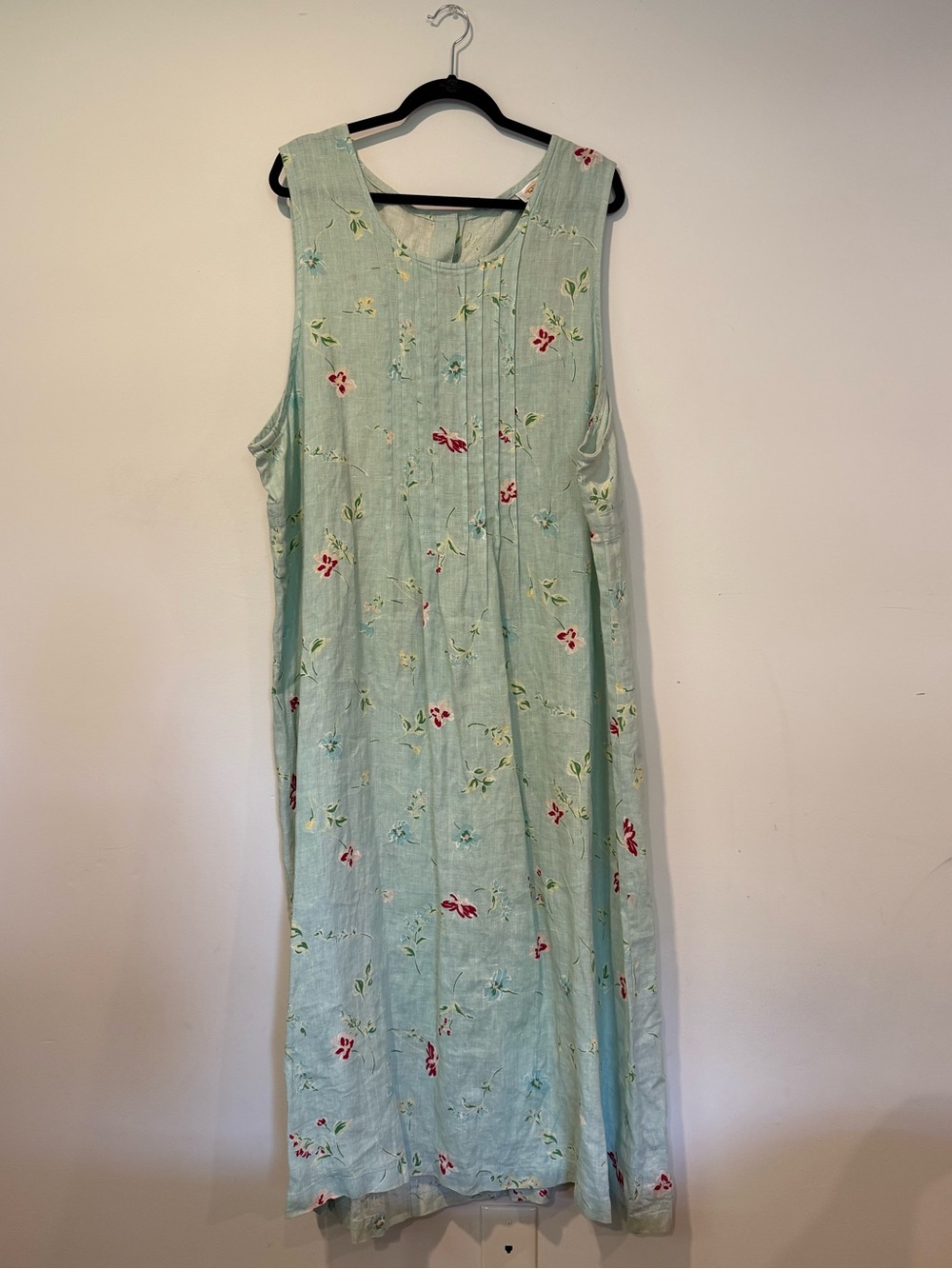 Talbots 100% Linen Vintage Maxi Dress Womens Plus Size 24W Floral Mint Green NWT